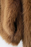 Brown Furry Turn Down Collar Long Sleeve Jacket-Outfit