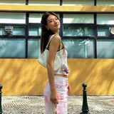 Fongt And Spicy Wind Embroidery Letters Bump Color False Two Girl Sling New Slim Show Thin Bottom Vest-Outfit