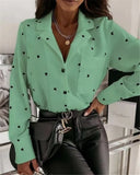 Women Simply Candy Color Single Breasted Polka Dot Shirts Office Lady Blouses Long Sleeve Blouse Roupas Chic Chemise