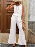 New Summer Sleeveless Solid Color Back Hollow Lace Suit Women's Clothing-Outfit