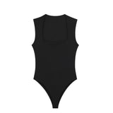 New Square Collar Solid Color Slim Sexy Sleeveless Jumpsuit 3905008-Outfit