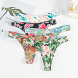 Ice Silk Scarless Thongs Women Print Low-Waist Sexy T-Sants Hot Sedulish Ultra-Thin Yoga Pants