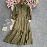Make-Up Medium-Sleeved Dress-Outfit