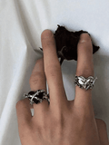 2pcs Heart Decor Cuff Ring-Outfit