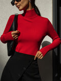 High Collar Bottom Shirt 2024 Autumn And Winter New Temperament Elegant Slim Warm Long Sleeve Inside The Sweater-Outfit