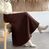 Large Version Autumn And Winter Knitted Skirt Korean Version 100-Pleated Sweater Skirt With High Waist And Large A-Bag Buttocks-Outfit