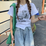 Fongt Sense Short-Sleeved T-Shirt Women Summer 2024 New Korean Version Slim Slim Short Student Jacket Women's