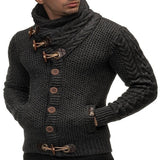 Fongt And Winter Men's Slim High Neck Single Breasted Cardigan Plus-Size Long Sleeve Knit Sweater Men's