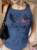 crop tank top with heart rhinestone