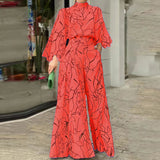 Fongt Fashion Style Women's Fashion Temperament Striped Print New Jumpsuit