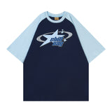 Star Graphic Raglan Short Sleeve Oversized Tee-Outfit