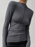 Fongt And Winter Women's Wear Design Sense Anti Car Split Line Long Sleeve Half High Collar Bottom Shirt Jacket Female-Outfit