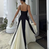 Fongt Low Breast Hanging Long Dress Spring 2025 Splicing Party Sexy Banquet