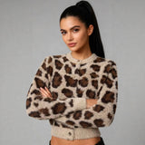 Fongt Za Women's Round-Neck Knitted Jacket Medium Cardigan Bottom Shirt