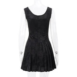 Black Front Lace-Up Mini Dress-Outfit