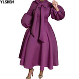 Plus Size Bow Long African Dresses For Women Casual Dashiki Lantern Sleeve Robe African Dress Africa Clothes Evening Party