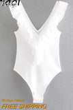 Ruffled Bodysuits Women Summer One Piece Bodysuits Overalls Beach Boho Style Bodysuit Romper Sleeveless Sexy Romper
