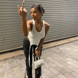2021 Summer Casual Sleeveless Sexy Skinny Slim Active Female Simple Hot Vest Ribbons Solid Street Style Tank