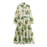 Summer Flower Printed Loose Shirt Long-Sleeved Dress 2183072-Outfit
