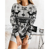 Deer Knitted Long Sleeve Round Neck Casual Winter Autumn Pullover Clothes Ladies Fashion Sweater Women