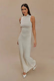 Ribbed Pleated Tank Long Dress-Outfit
