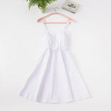New-Coming Summer Solid Knee-Length Spaghetti Strap Strapless Dresses High Street Empire Style Party Holiday