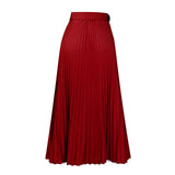 High Waist Pleated Long Skirt With Belt-Outfit