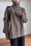Turtle Neck Basic Cashmere Sweater Women Elegant Thick Warm Female Knitted Pullovers Loose Casual Knitwear