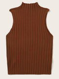 Fongt New Solid Color Knitted Top Women's Sleeveless Pits To Wear A Vest