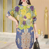 Winter Diamonds Floral Printed Midi Sweaters All-match Female Clothing Casual Loose Commute Long Sleeve O-Neck Jumpers-Outfit