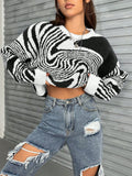 Fongt Vintage Ripple Round Collar Collar Sweater Fashion Design Lazy Knitted Shirt