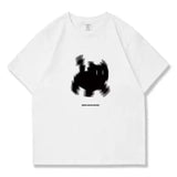 Aesthetic Black Cat Print Oversized T-shirt-Outfit