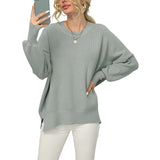 Fongt And Winter New Women's Sheep Ece Long Sleeve Round Collar Irregular Knit Pullover