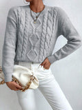 Fongt And Autumn Women's Fashion Round Collar Collar Knitted Sweater Thread Solid Color Top Lady