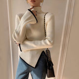 Fongt Fashion Knitted Top New Design Sense Of Small 2024 Early Spring Turtleneck Sweater Women's