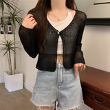 Thin Summer Coat With New Hollow Hoodie Shawl Sling Knitted Open