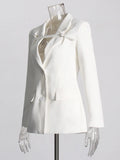 Fashion Commuting Style Suit 2025 New Texture V-Neck Design White High-End Blazer