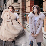 Large Size School To Overcome 200 Jin Coat Female Big Hair Collar Cotton-Padded Clothes Korean Version Add Velvet Waist Warm Cotton Clothes Female Tide-Outfit