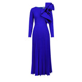 Fongt Round Collar Three-Dimensional Decorative Folds Skirt Styling Party Party High Waist Dress Dresses