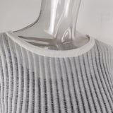 Striped See-Through Long Sleeve Top-Outfit