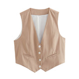 Fongt Summer New Women's Street Fashion Leisure Vest 15 Color V Collar Vest