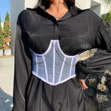 Corset Underbust Women Lace-up Belt Gothic Corset Curve Shaper Strap Slim Waist Belt Chain Mesh Corsets Bustiers-Outfit