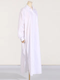 Fongt 2024 New Fashion Casual Wind Lapel Side Fork Design Sense Simple Versatile Long Sleeve Long Shirt Woman-Outfit