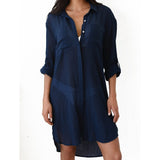 Fongt Wrinkled Two Pockets Of Beach Bikini Sunscreen Shirt, Beach Blouse (4
