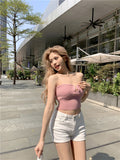 Back Sicley Empty Brooch Knitting Small Vest Woman Summer Wearing Hot Girl Wrapped Breast Sexy Inside The