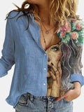 Women Lapel Long Sleeves Single Breasted