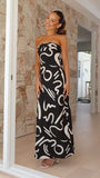 Fongt / Summer 2024 New Women's Fashion Print Strapless Back Sexy Dress-22023-Outfit