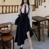 Autumn Y2k Bandage Dress Solid Sexy Girls Irregular Spaghetti Strap Dresses Gotihc Fashion Slim-fit Vestido De Mujer-Outfit