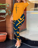 Fongt 2024 Women's Two Sets Of Fashion Printed Trousers