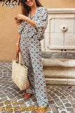 Blouse Pants Sets Two Pieces Jumpsuits Long Sleeve Retro Blouse Shirts Women Female Suits Spring Summer Outfit